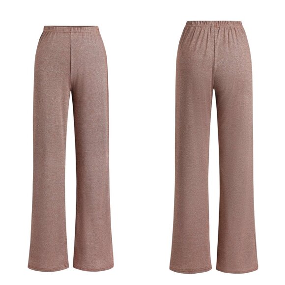 Cider Brown Glitter Wide-Leg Pants – Size Medium - Picture 1 of 7